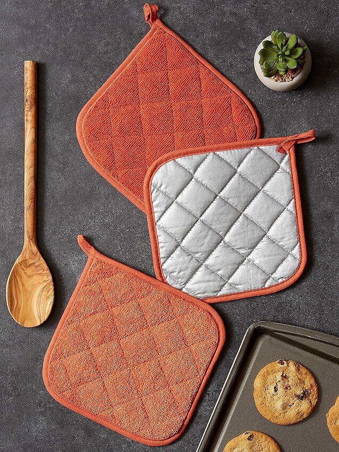 DII Basic Terry Collection Quilted 100% Cotton, Potholder, Spice, 3 Piece - Image 6