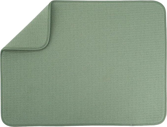 S&T INC. Dish Drying Mat XL, 18” x 24”, Absorbent Microfiber Kitchen Counter Mat, Dish Drying Pad for Dishes, Utensils, Pots and Pans, Extra Large, Sage Green by STINC
