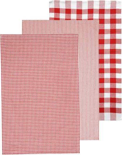 Casa Platino 6PC Kitchen Towels Set, 18"x28", Summer Kitchen Towels, Cleaning Towel, Cotton Absorbent Kitchen Towel - Red