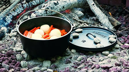 Lodge 8 Quart Pre-Seasoned Cast Iron Camp Dutch Oven with Lid - Dual Handles - Use in the Oven, on the Stove, on the Grill or over the Campfire - Black - Image 6