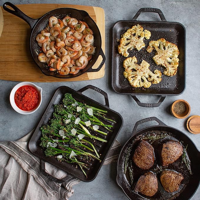 Lodge 12 Inch Pre-Seasoned Cast Iron Skillet - Dual Assist Handles - Use in the Oven,on the Stove,on-the Grill,or Over a Campfire - Black,(Pack of 3) - Image 8
