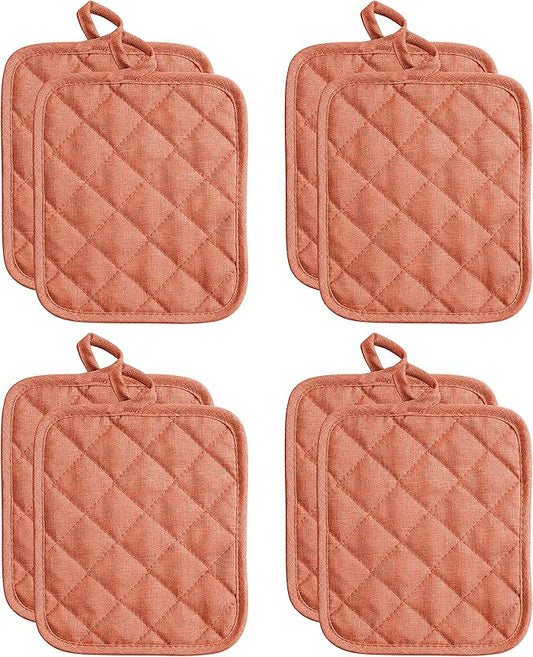 American Linen Pot Holders, Hot Pads, Table Pads for Kitchen and Dining Table, Non Slip Heat Resistant Hot Pot Holder (Coral, 8 Pack)