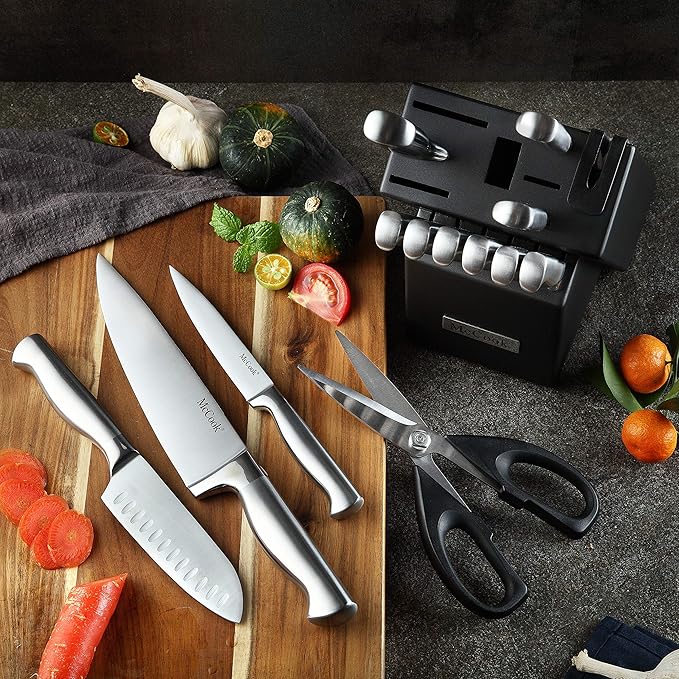 McCook® Knife Sets, German Stainless Steel Knife Block Sets with Built-in Sharpener (Pack of 2) - Image 4