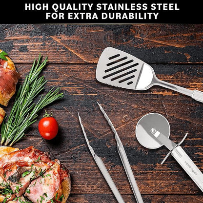 Home Hero 54-Piece Stainless Steel Kitchen Utensils Set - Heat-Resistant Nonstick Silicone & Stainless Steel Cooking Utensils - Complete Tools with Slotted Spoon & Pasta Spoon - Pack of 54, Silver - Image 6