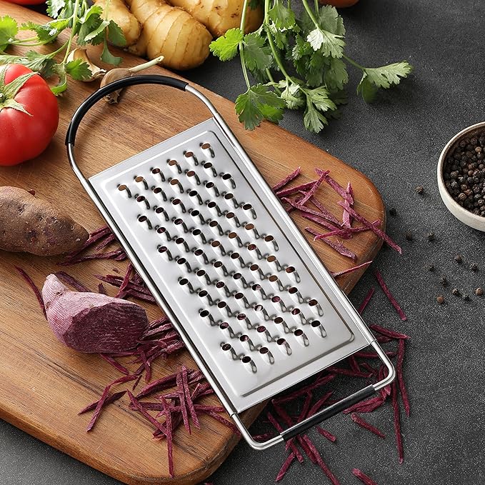 Cheese Grater Handheld, HIA Flat Coarse Stainless Steel Graters for Kitchen, Food Grater with Anti-Slip Handle, Perfect for Potato, Vegetable, Butter, Parmesan Cheese - Image 5