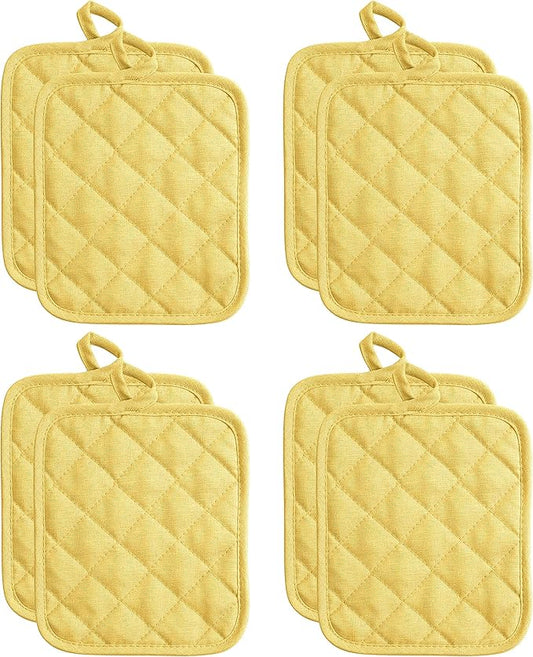 American Linen Pot Holders, Hot Pads, Table Pads for Kitchen and Dining Table, Non Slip Heat Resistant Hot Pot Holder (Sunshine, 8 Pack)