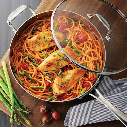 Tramontina Tri-Ply Clad Stainless Steel 6-Quart Saute Pan with Glass Lid, Induction-Ready Cooking Pan, Dishwasher-Safe, NSF-Certified - Image 3