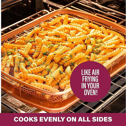 Gotham Steel Baking Sheet with Air Fry Rack,16.5” x 12.5”,2 Pc Multipurpose Air Fryer Tray and Cookie Sheet Pan for Oven,Use as Cooling Wire Rack,for Cooking,Pizza,Bacon,Dishwasher Safe,(Pack of 6)