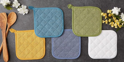 DII Basic Terry Collection Quilted 100% Cotton, Potholder, Stonewash Blue, 3 Piece - Image 6