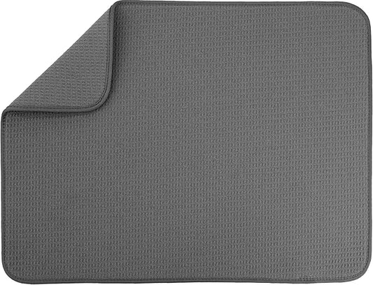 S&T INC. Dish Drying Mat XL, 18” x 24”, Absorbent Microfiber Kitchen Counter Mat, Dish Drying Pad for Dishes, Utensils, Pots and Pans, Extra Large, Charcoal by STINC