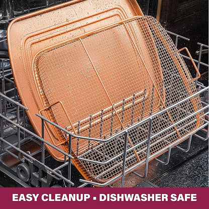 Gotham Steel Baking Sheet with Air Fry Rack,16.5” x 12.5”,2 Pc Multipurpose Air Fryer Tray and Cookie Sheet Pan for Oven,Use as Cooling Wire Rack,for Cooking,Pizza,Bacon,Dishwasher Safe,(Pack of 6)