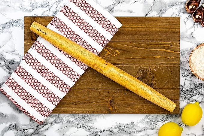 French Rolling Pin – 18 Inch Wooden Dough Roller for Baking Pizza, Pie Crust, Cookies & Pasta | Essential Kitchen Tool & Gift for Bakers, Chefs & Home Cooks - Image 2