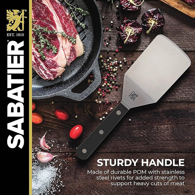 Sabatier Triple Rivet Stainless Steel Wide Turner, 9.65-Inch, Black,5154549 - Image 4