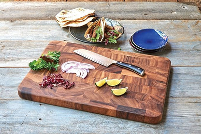 Ironwood Gourmet Large End Grain Prep Station and Large End Grain Prep Board With Juice Channel Set, Acacia Wood - Image 5