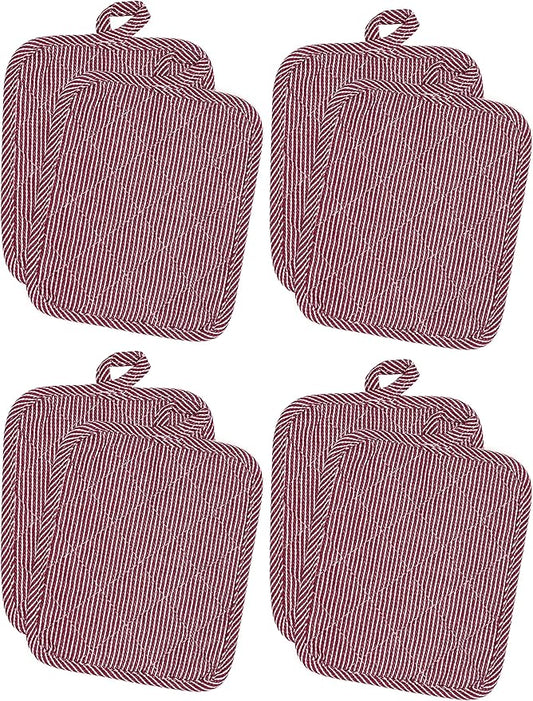 American Linen Pot Holders, Hot Pads, Table Pads for Kitchen and Dining Table, Non Slip Heat Resistant Hot Pot Holder (Burgundy, 8 Pack)