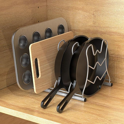 Deco Brothers Pan Organizer Rack for Kitchen Cabinet and Counter, Silver - Image 5