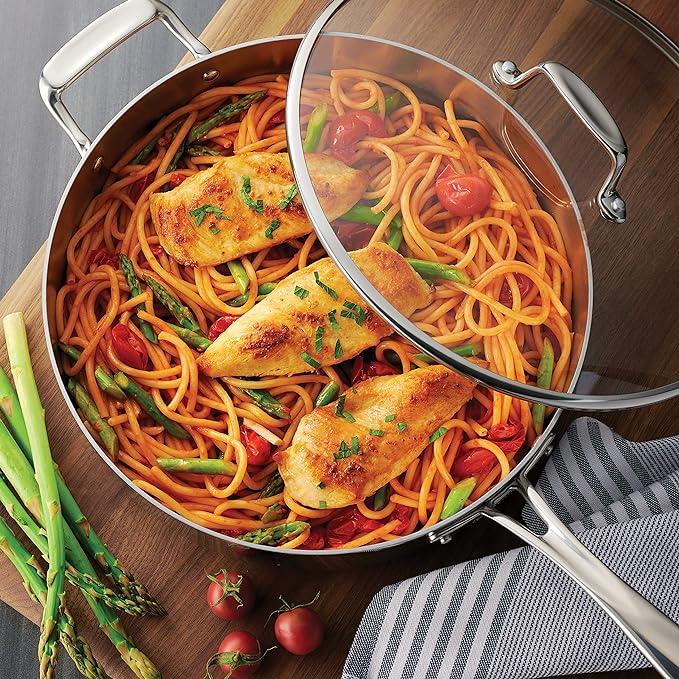 Tramontina Tri-Ply Clad Stainless Steel 12-Piece Cookware Set with Glass Lids, Pots and Pans Kitchen Set, Induction-Ready, Dishwasher-Safe, NSF-Certified - Image 5