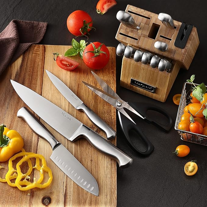 McCook® Knife Sets,German Stainless Steel Knife Block Sets with Built-in Sharpener (Pack of 2) - Image 6