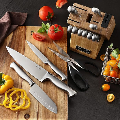 McCook® Knife Sets,German Stainless Steel Knife Block Sets with Built-in Sharpener (Pack of 2) - Image 6