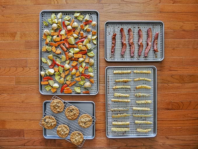 USA Pan Bakeware Quarter Sheet Baking Pan and Bakeable Nonstick Cooling Rack Set, Metal - Image 5