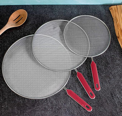 Grease Splatter Screen For Frying Pan Cooking Set of 3 (8", 10" and 11") Fine Mesh Iron Skillet Lid Guard Shield - Image 2