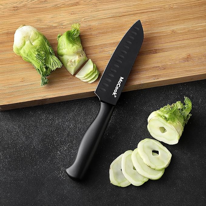 McCook® Knife Sets,German Stainless Steel Knife Block Sets with Built-in Sharpener, Black (Pack of 2) - Image 8
