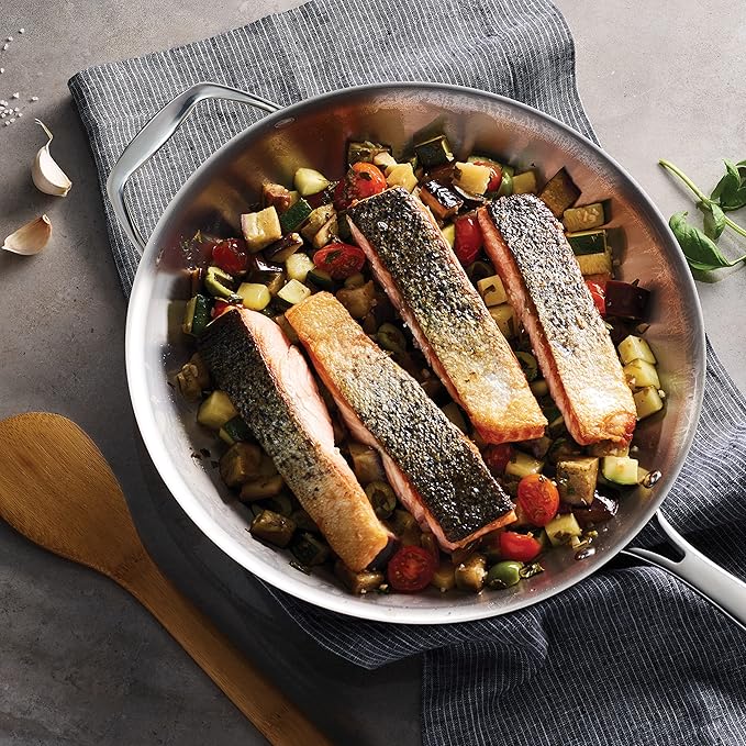 Tramontina Signature Tri-Ply Clad Stainless Steel 12-Inch Large Frying Pan with Helper Handle, Induction-Ready Skillet, Dishwasher-Safe, NSF-Certified, Made in Brazil - Image 4