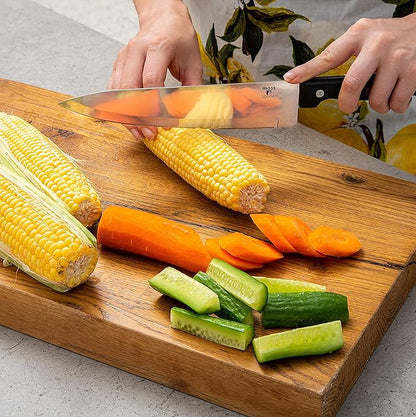 Moss & Stone 7-Piece Kitchen Knife Set with Block – Stainless Steel Serrated Kitchen Knives, High Carbon Blades, Small Cutlery Set for Home Cooking, Compact Countertop Small Knife Set Wood Block - Image 5